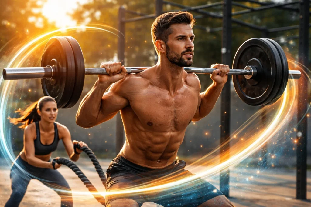 homme qui souleve des poids musculation hormese sport