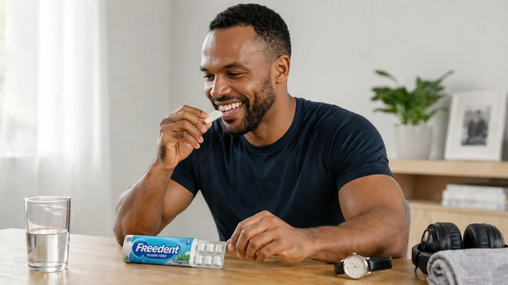 sportif avec chewing-gum